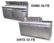 A stainless steel counter with two different sizes.